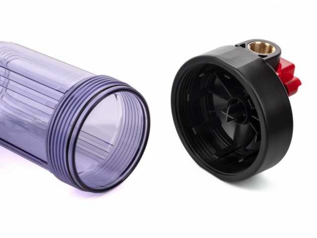 Корпус Гейзер 10BB с латунными вставками (прозрачный)